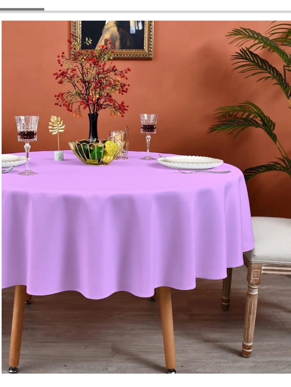 Classic Tablecloth Water & Stain-Resistant Polyester Washable 48” ROUND